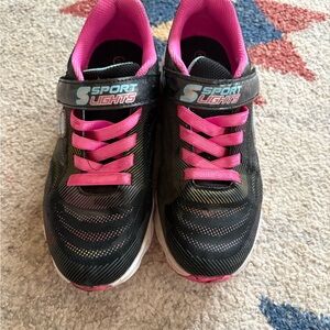 Skechers Kids Sneakers - Black with Vibrant Pink Accents